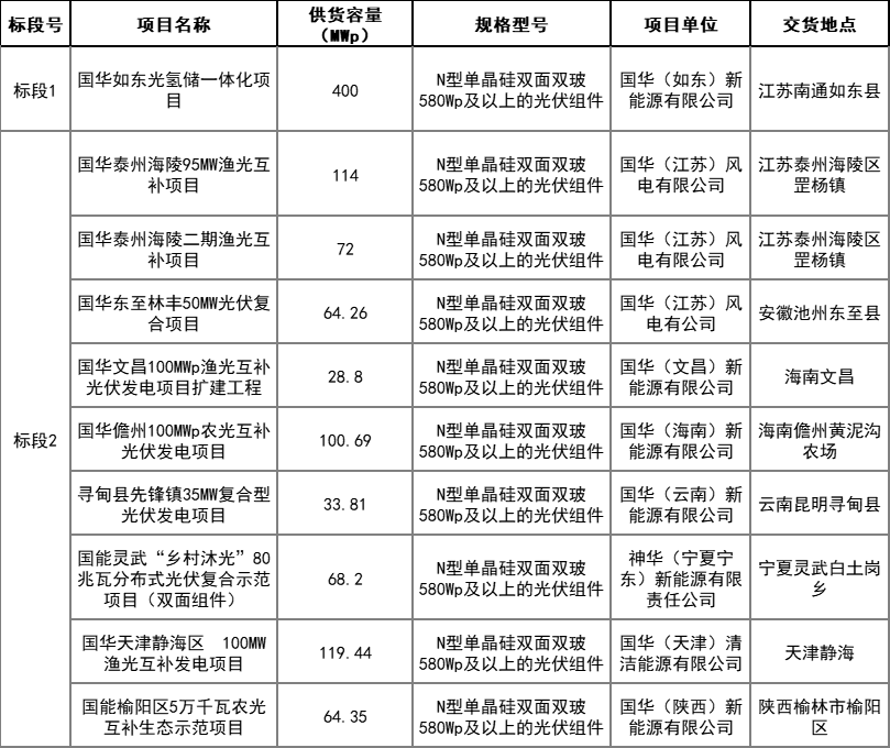 1GW！國華投資發(fā)布2024年第一批N型組件集采訂單