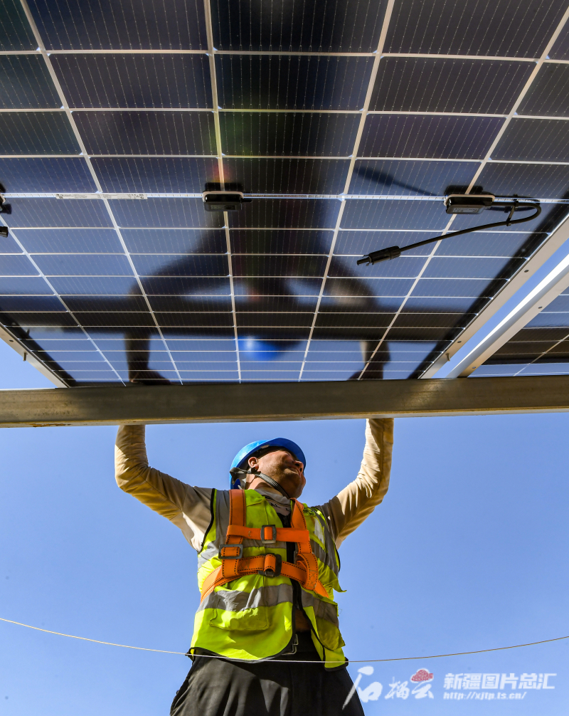 航拍新疆丨兵團單體容量最大的光伏基地加緊施工